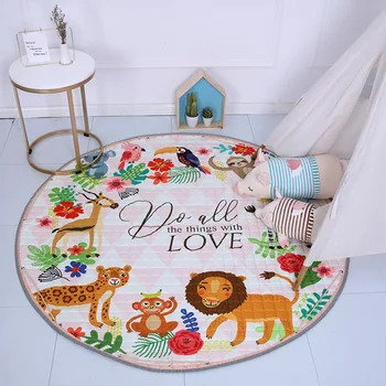 

Animal Printed Round Kids Rug Toys Children's Carpet Baby Play Mat Cotton Developing Mat Rug Puzzle Play Mat Storage Bag Toys