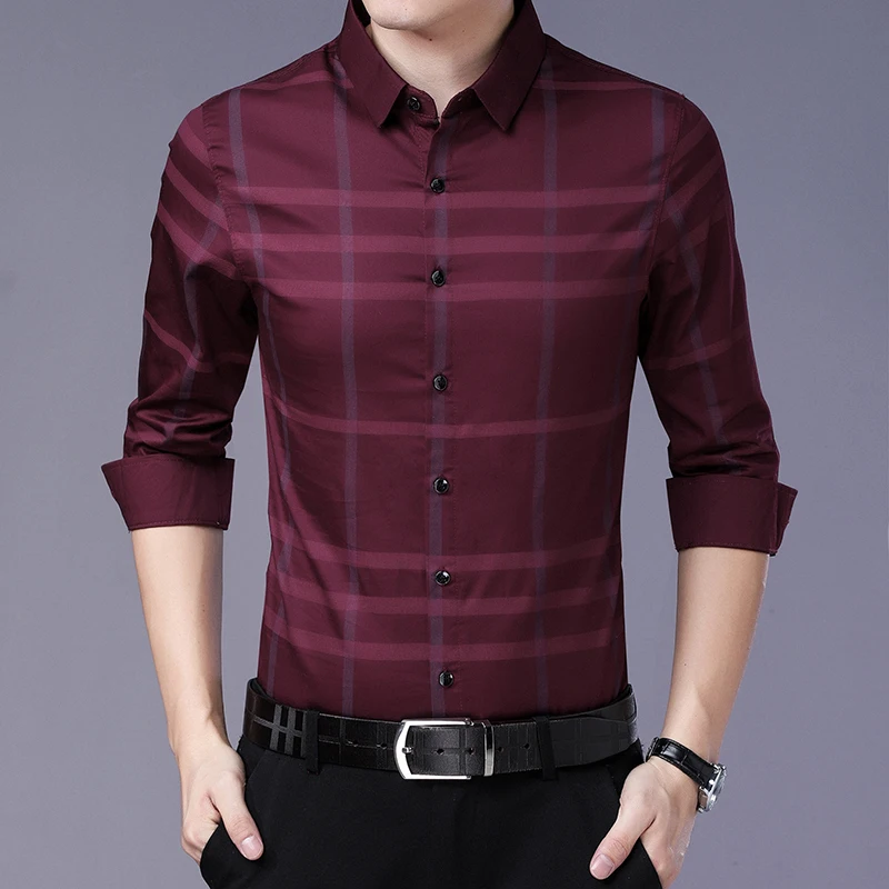 Mens Shirts Casual Slim Fit Long Sleeve Turn-down Collar Plaid Designer Regular Full Dress Shirts Men Clothing 2020 Spring Mens Shirts Casual Slim Fit Long Sleeve Turn-down Collar Plaid Designer Regular Full Dress Shirts Men Clothing 2020 Spring