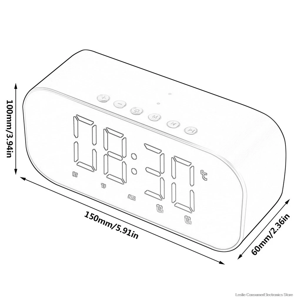 Bluetooth динамик с fm-радио светодиодный Будильник с зеркалом сабвуфер музыкальный плеер настольные часы беспроводные