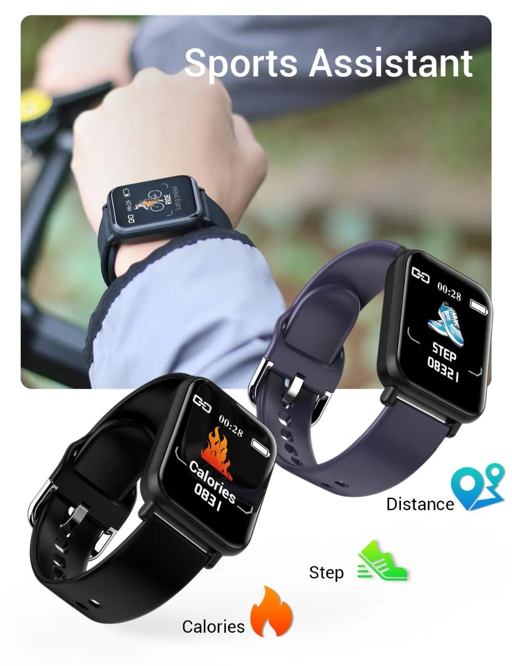 Фитнес-трекер, женские Смарт-часы для Android, Apple Watch, IP68, водонепроницаемые, пульсометр, кровяное давление, умные часы для мужчин, PK B57 B58