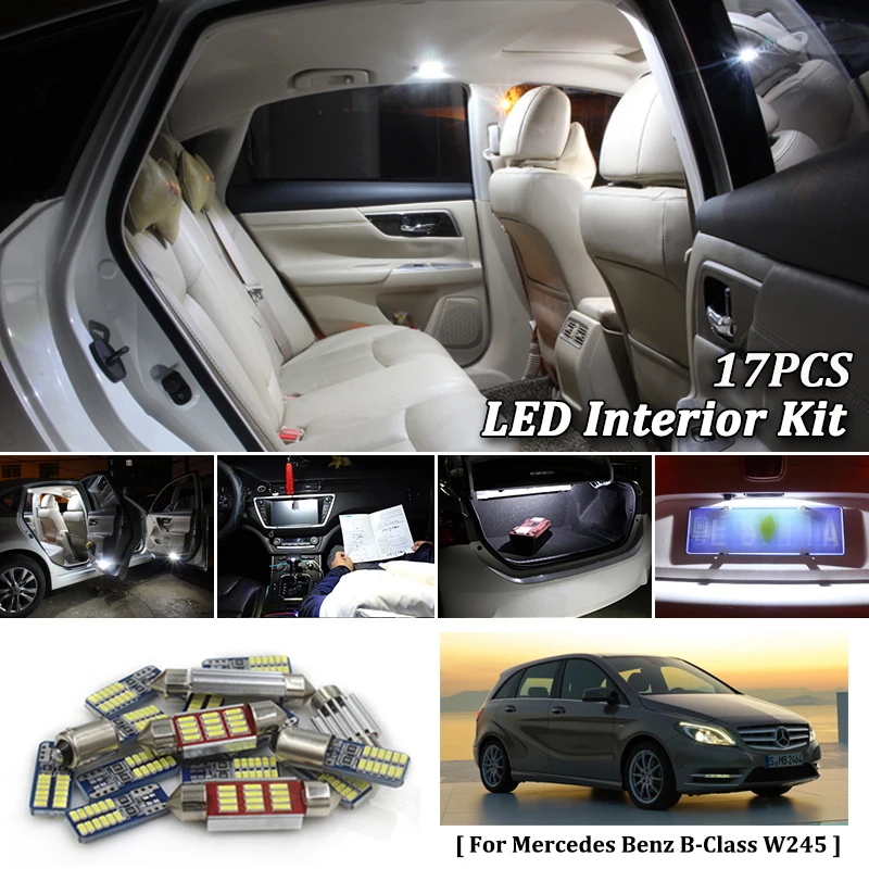 

17X White Canbus led Car interior lights Package Kit for Mercedes Benz B-Class W245 LED interior lights 2005 - 2011