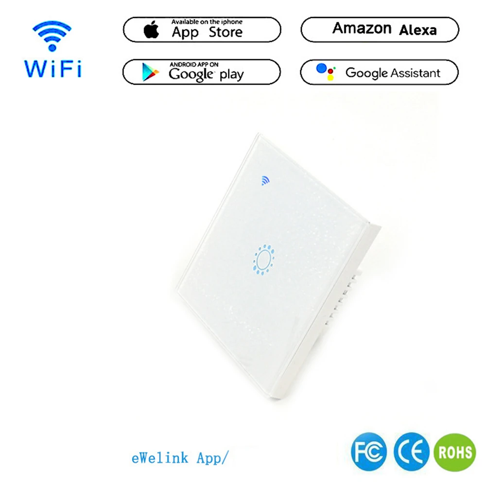 Высокое качество 1 банда Умный дом WiFi сенсорный настенный выключатель света Панель для Alexa Google