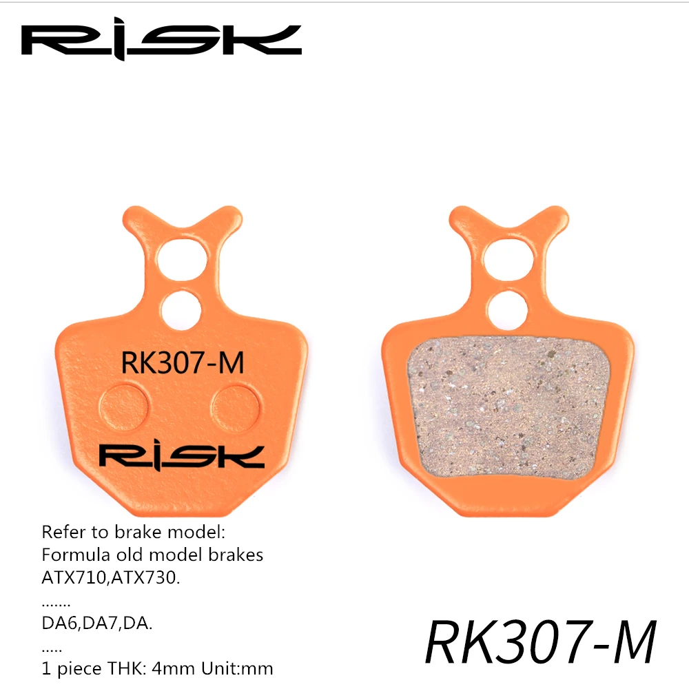 RISK 1 пара(2 шт.) горный велосипед Полный металлический диск тормозные колодки подкладка медное волокно для M445/355/395 - Цвет: Full-metal RK-307S