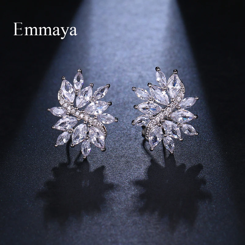 EMMAYA, женские серьги, креативная симметричная модель, красочные ювелирные изделия, AAA кубический циркон, модный тренд, ушные клипсы с кристаллами, вечерние