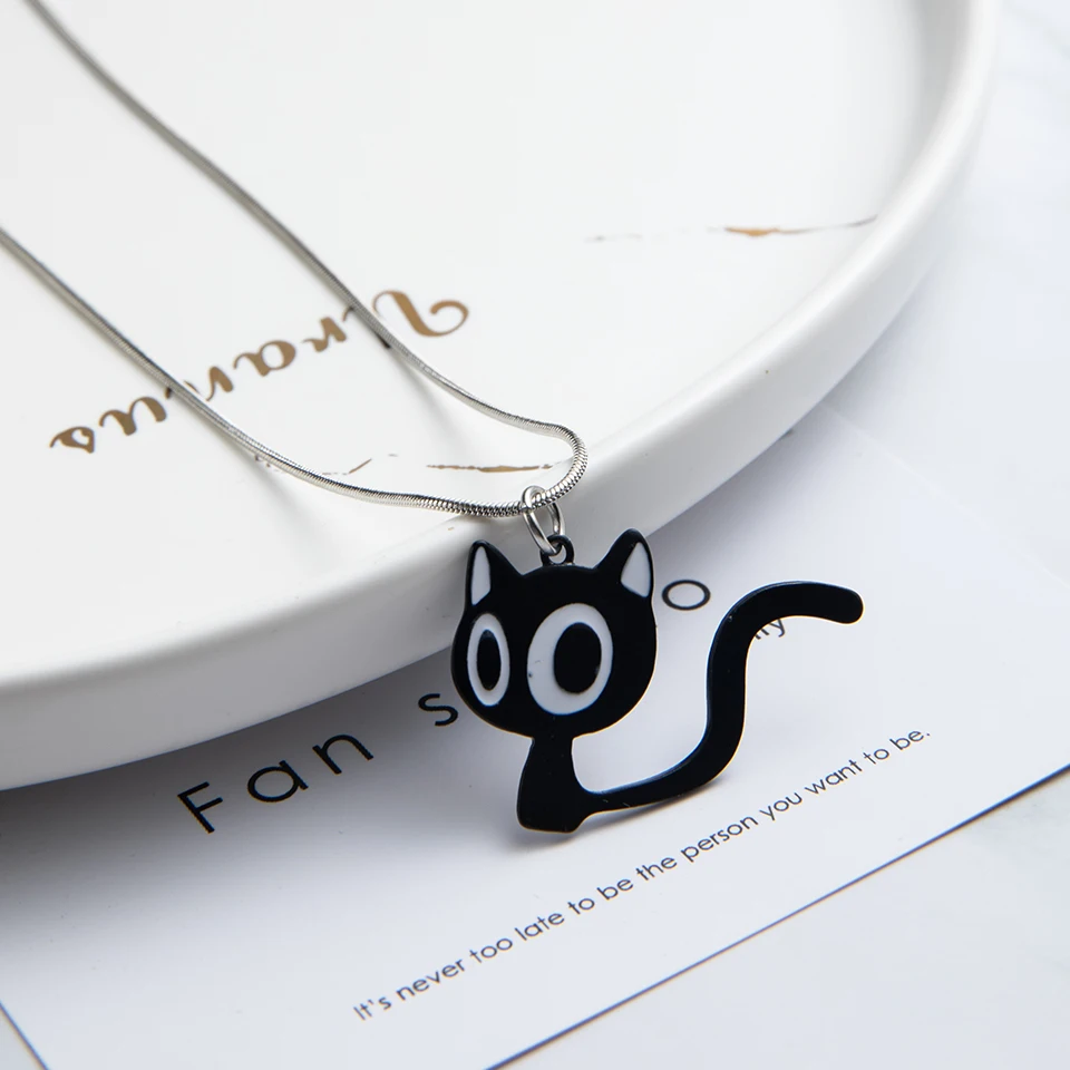 Women Necklace Cartoon Fruit Flowers Cat Sea Star Choker Necklaces&Pendants For Girls Children Gold Chain Fashion Jewelry Gifts (15)