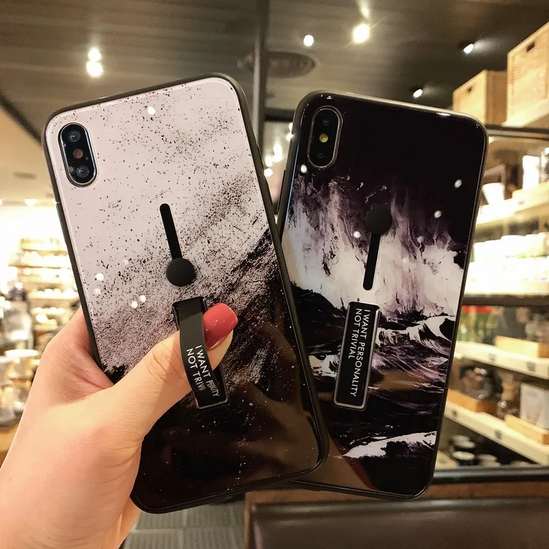 Чехол для Iphone 7 X XR 8 6S XS 6 Роскошная простая картина из песка стиль петля кольцо