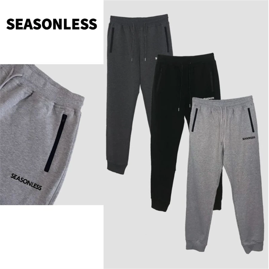 

SEASONLESS Essential Authentics Men's Joggers Sweatpants Cotton Casual Powerblend Lightweight Sweats Pants with zipper Pockets