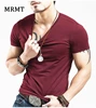 2022 V collar Men T-Shirt Size short sleeve T shirt half fat Lycra cotton Male tshirt ► Photo 1/6