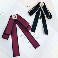 Корейская винтажная Женская Брошь для девочек галстук-бабочка Imitaion Жемчужный Цветок из горного хрусталя драгоценный камень 50PF