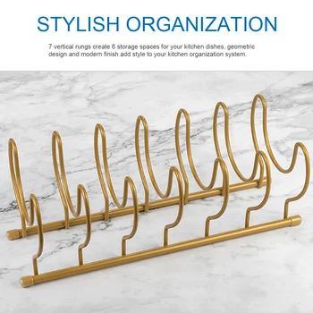 

For Plates Home Kitchen Cutlery 6 Slots Iron Lid Organizer Draining Cooling Racks Desktop Anti Rust Pots Pans Restaurant