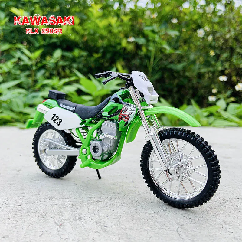 Green Kawasaki KLX 250SR 1:18 Kids Diecast Dirt Bike Motocross Motorcycles  Toy