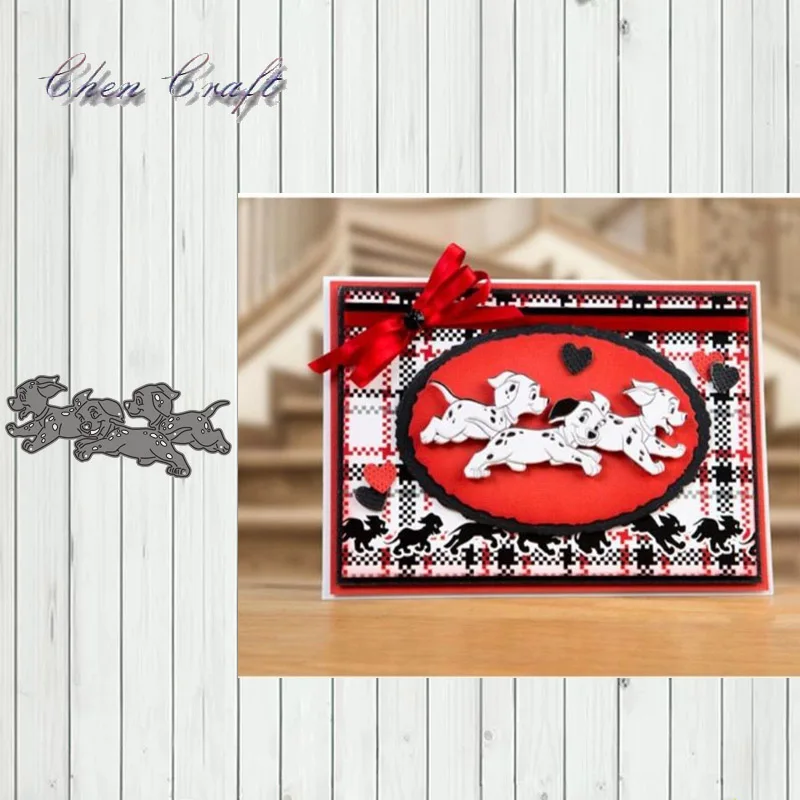 

Three cheerful puppies Metal Cutting Dies Stencils for DIY Scrapbooking photo album Decorative Embossing DIY Paper Cards