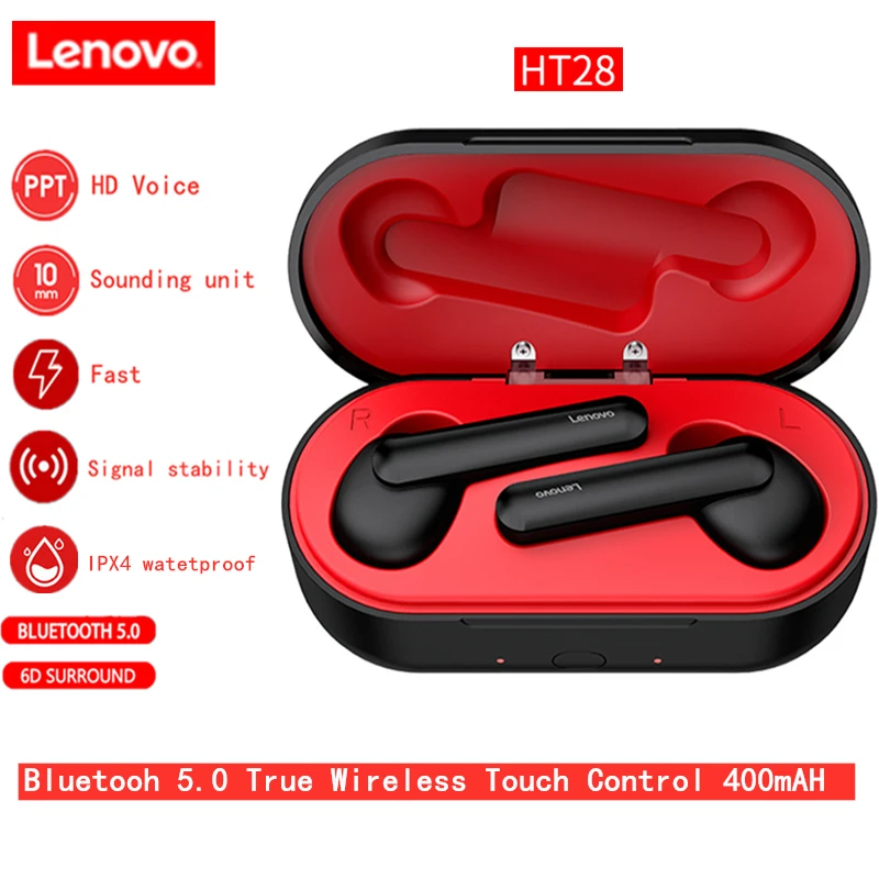 Оригинальные беспроводные наушники Lenovo HT28 TWS 5 0 Bluetooth глубокие басы