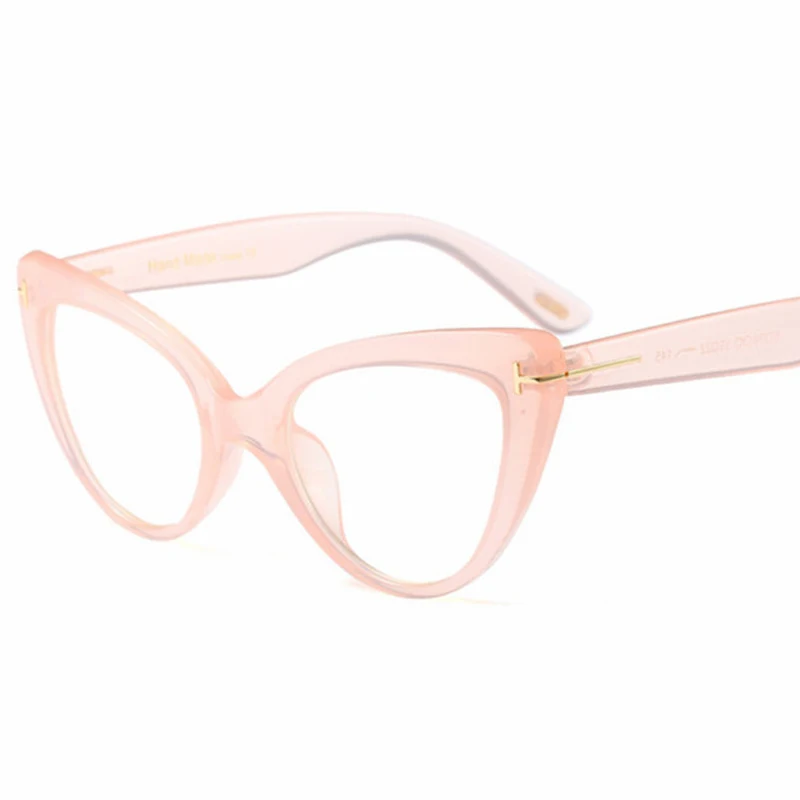 Роскошные негабаритные оправа для очков в стиле кошачьи глаза женские новые модные корейские стильные очки женские прозрачные очки oculos de sol feminino - Цвет оправы: C6 Pink Clear