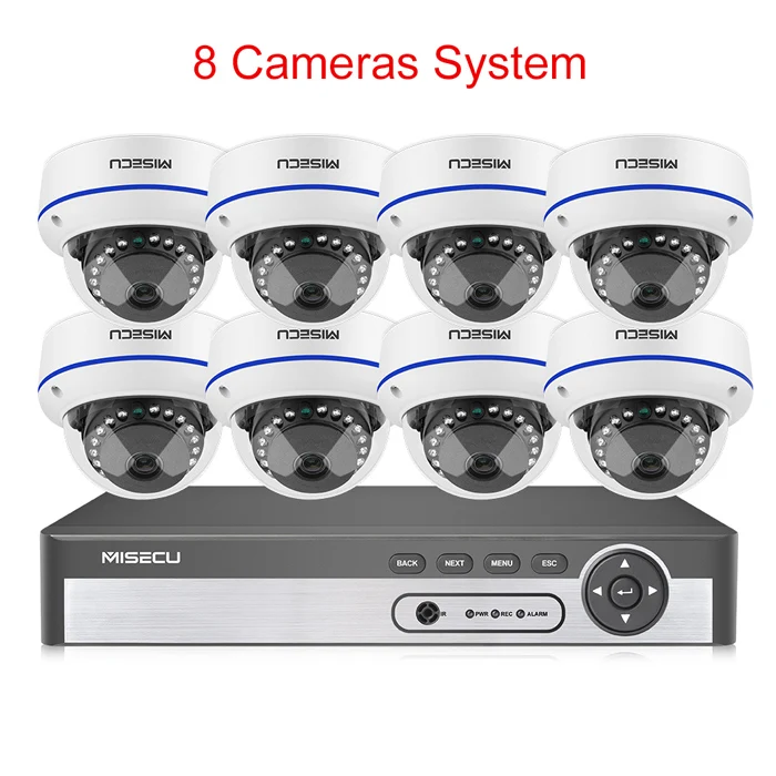 MISECU H.265 8CH 48 V POE CCTV система 5.0MP IP POE Антивандальная Водонепроницаемая металлическая камера 2560*1440 комплект видеонаблюдения - Цвет: 4MP 8PCS CAMERAS KIT