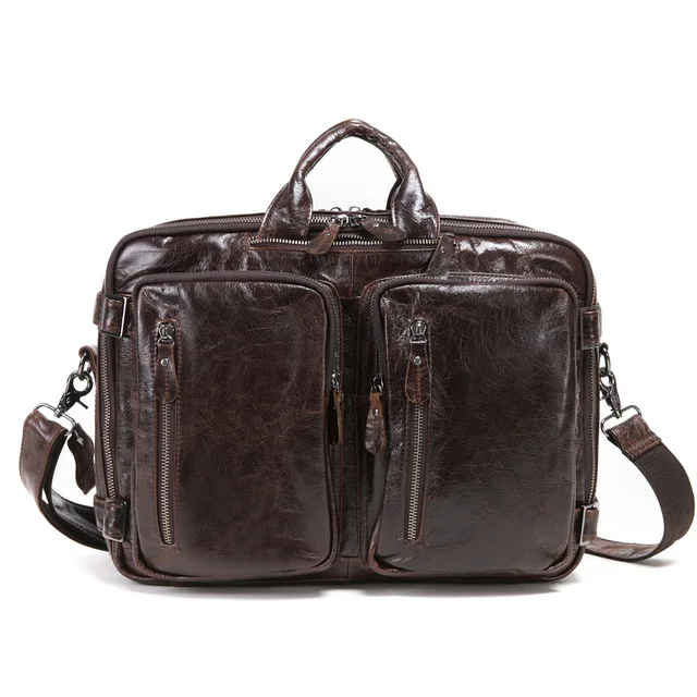 

252-1 Casual Cow Leather Men Briefcase Business Document Bag Shoulder Bags
