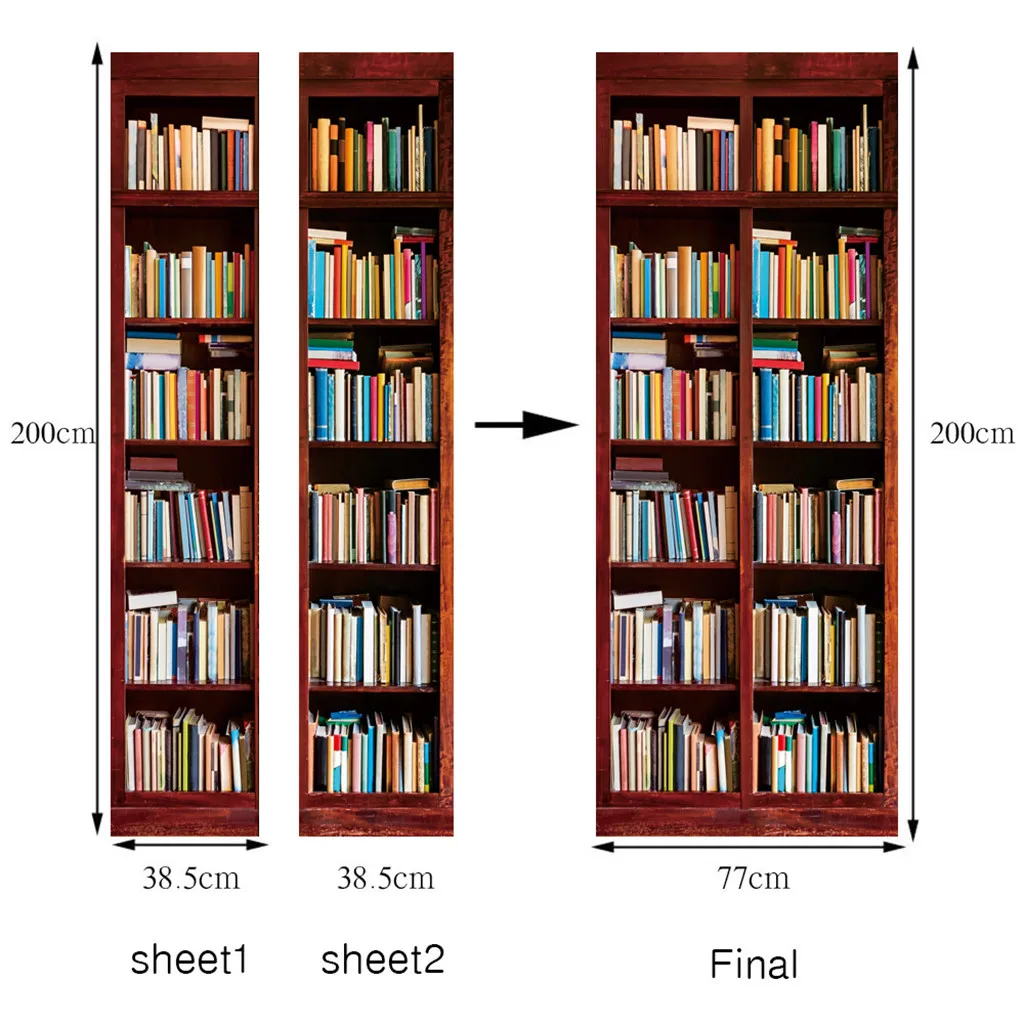 ПВХ стикер на дверь, винтажная деревянная книжная полка, барная стойка, Настенные наклейки, фреска, 3d декор, украшение дома, аксессуары для дома#10