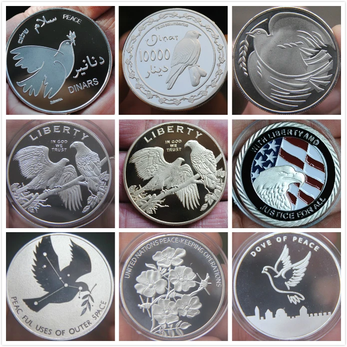 Мир голубь мир памятные монеты Золото Посеребренная медаль национальный сувенир