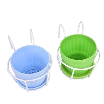 

Round Flower Pot Rack Railing Fence Outdoor Window Iron Bonsai Stand Decoration Balcony Hanging Plant Racks Balcony