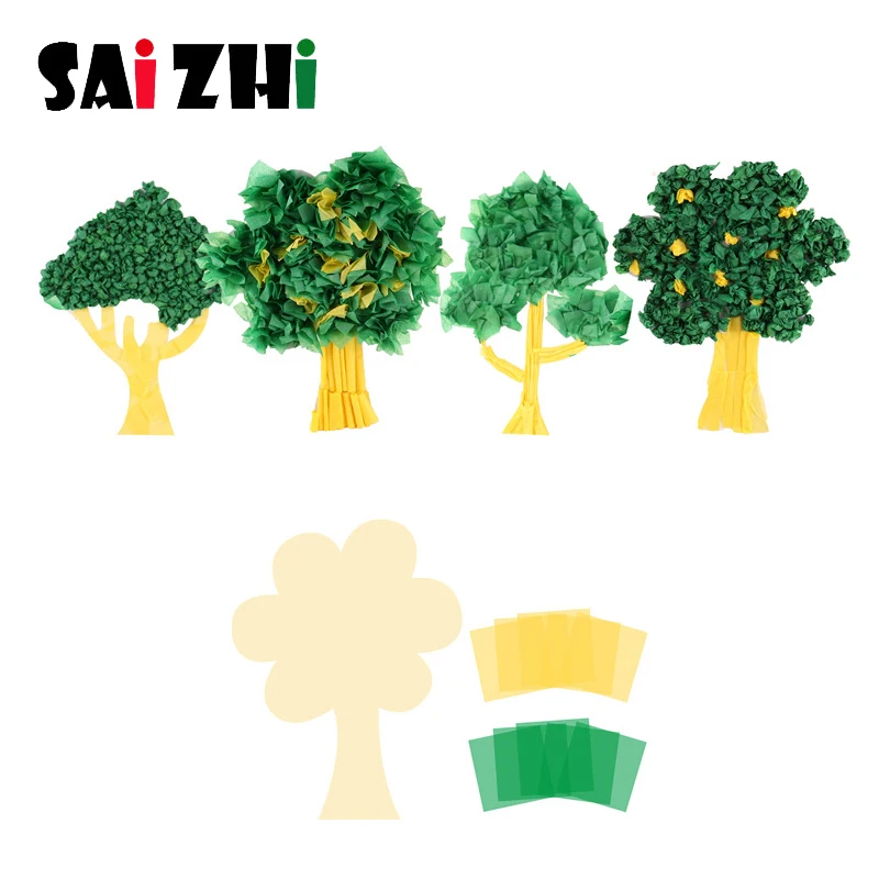 Saizhi игрушки DIY Детские игрушки Детские забавные оригами дерево наклейки ремесла Детские Наборы для творчества бумаги обучающие игрушки для детей