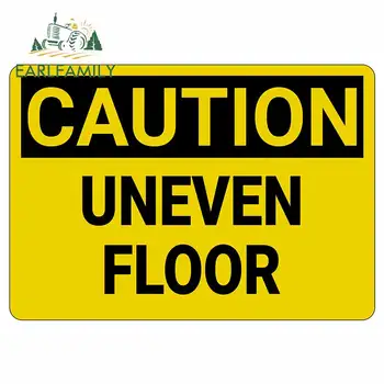 

EARLFAMILY 13cm x 9.1cm Caution Uneven Floor Signs Reflective Car Sticker Wall Window Door Decal Waterproof Sunscreen