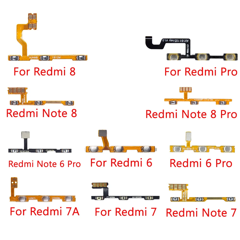 10pcs/lot For Xiaomi Redmi 8 7 6 Pro 7A Note Power Volume Button Switch On Off Flex Cable | Мобильные телефоны и