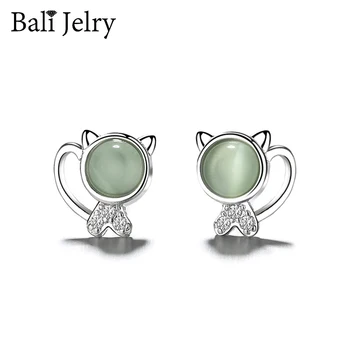 

BaliJelry Trendy Women Earrings 925 Silver Jewelry Accessory Cat Shape Zircon Gemstone Stud Earring for Wedding Engagement Party