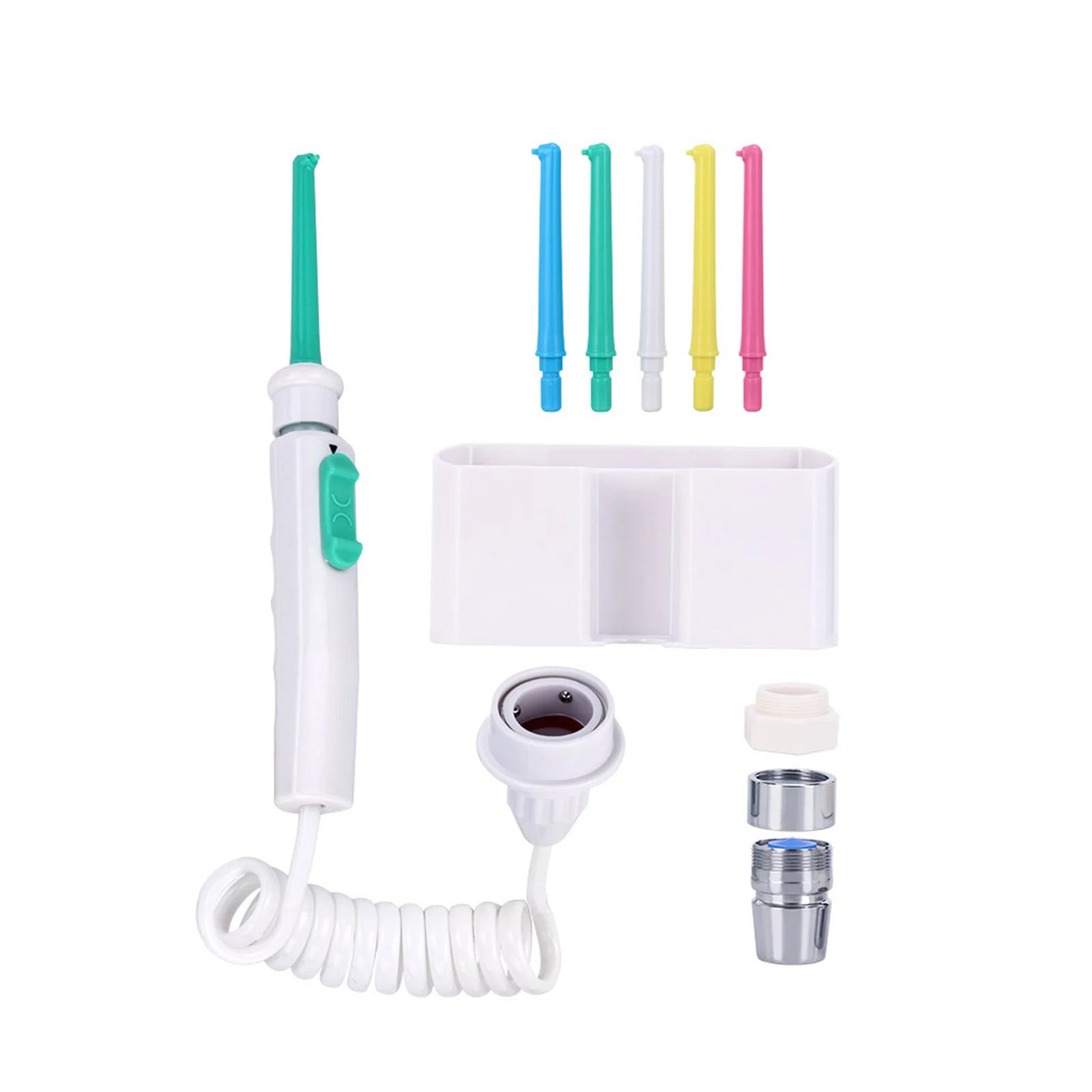 Set de irrigador Oral portátil de agua, Set de Limpieza de dientes para el hogar y viajes, 6 boquillas de limpieza de dientes de Color aleatorio