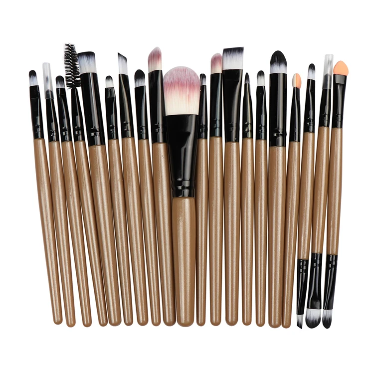 mud black white 20 шт. набор кистей для макияжа Профессиональная подводка для бровей Кисть для макияжа Набор для путешествий основы красоты инструмент для женщин Прямая - Цвет: mud black white