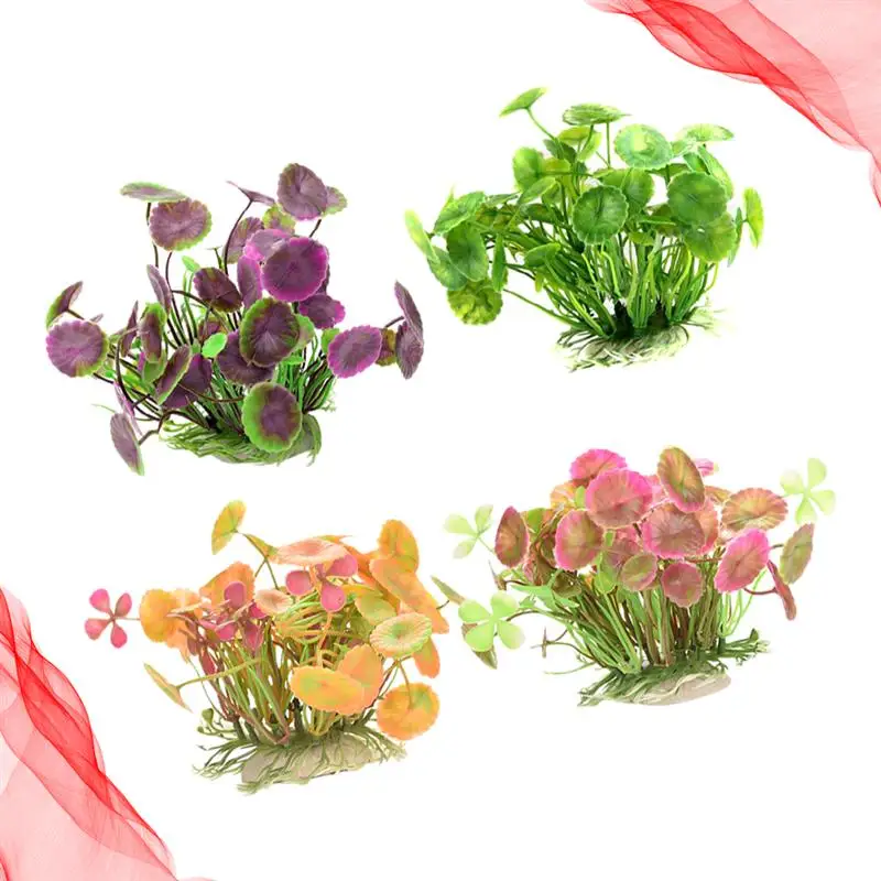 4pcs Fake Plants Plastic Exquisite Artificial Lifelike Water Plants Fake Green Landscape Decoration For Aquarium Fish Tank
