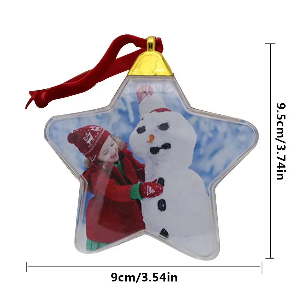 Рождественские украшения для дома DIY прозрачный кулон-фоторамка Снеговик пятизвездный шар Рождественская елка подвесные украшения