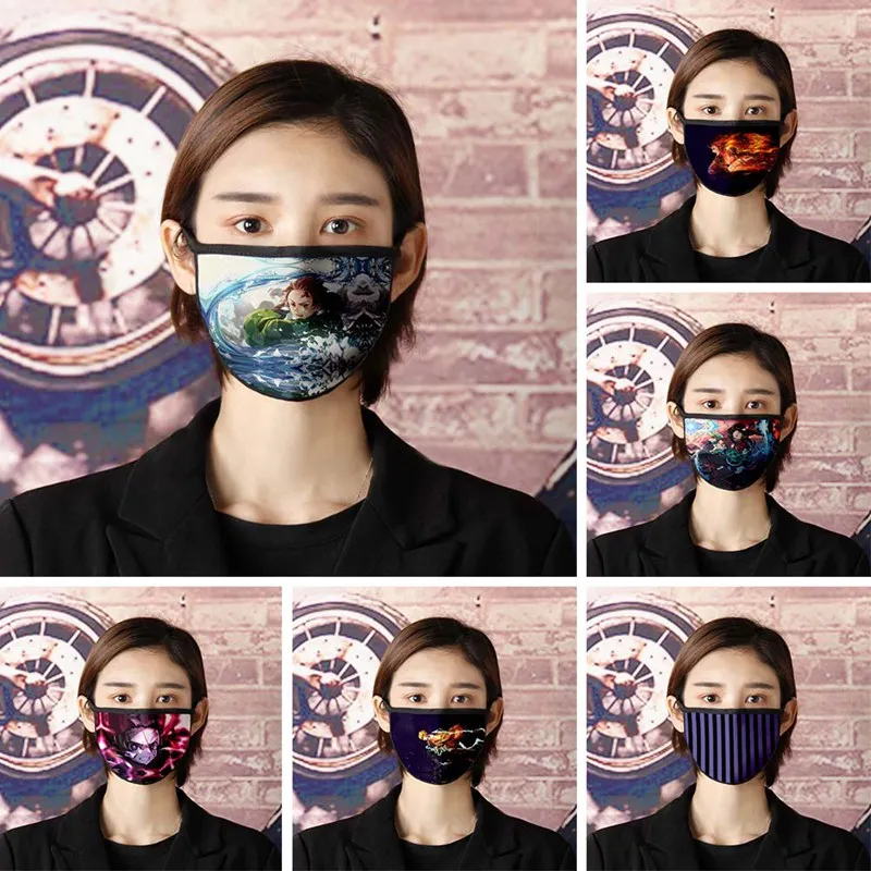 27 Styles Demon Slayer: Kimetsu No Yaiba Cartoon Cosplay Maskers Soft Cotton Dust Masks Mouth Face Masks Reusable Washable Mask