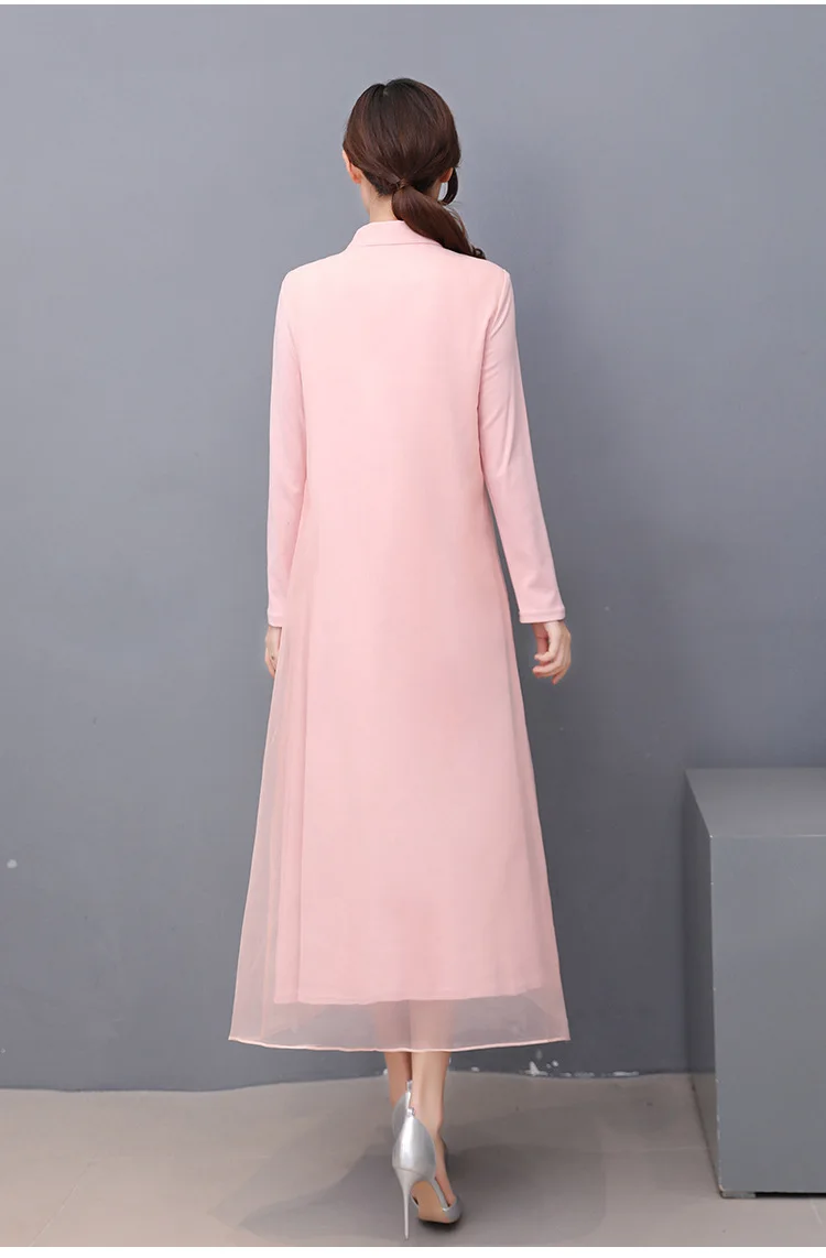Photo Shoot Spring And Summer Retro National Wind Zen Frog Long Skirts Hand-Painted Knitted Organza Cheongsam Dress