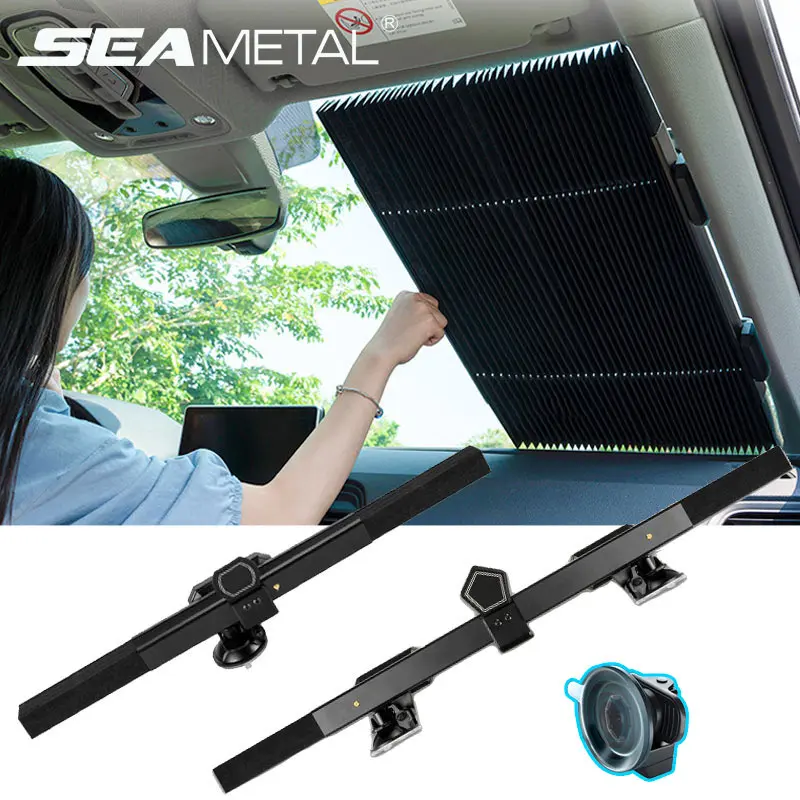 Car Retractable Windshield Sun Shades Universal Auto Sunshade Cover Fits for Most Vehicle Trucks SUV UV Protection Front Windows