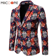 Винтажный Мужской Блейзер с цветами, повседневный приталенный пиджак, модный дизайн, черепа, розы, цветы, 3d принт, Блейзер, Hombre XXL