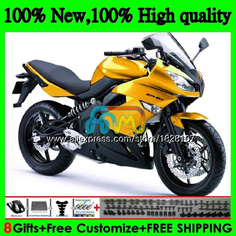 Тюнинг-пакет для KAWASAKI 650R ER 6 F 650 R ER6 F 09-11, черного и золотого цвета 31BS. 8 ER 6F 650-R ER-6F ER6F 09 10 11 2009 2010 2011 обтекатель