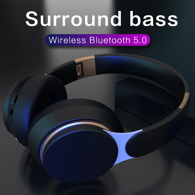 Auriculares Bluetooth estéreo de diadema plegables con micrófono,  auriculares inalámbricos con batería, para teléfono, Xiaomi, Huawei, Pc y  TV, T7 - AliExpress