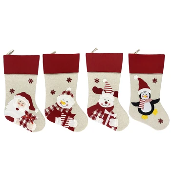 

47x22CM Christmas Stockings Cute Santa Snowman Reindeer Penguin Hanging Stockings Xmas New Year Gift Holders