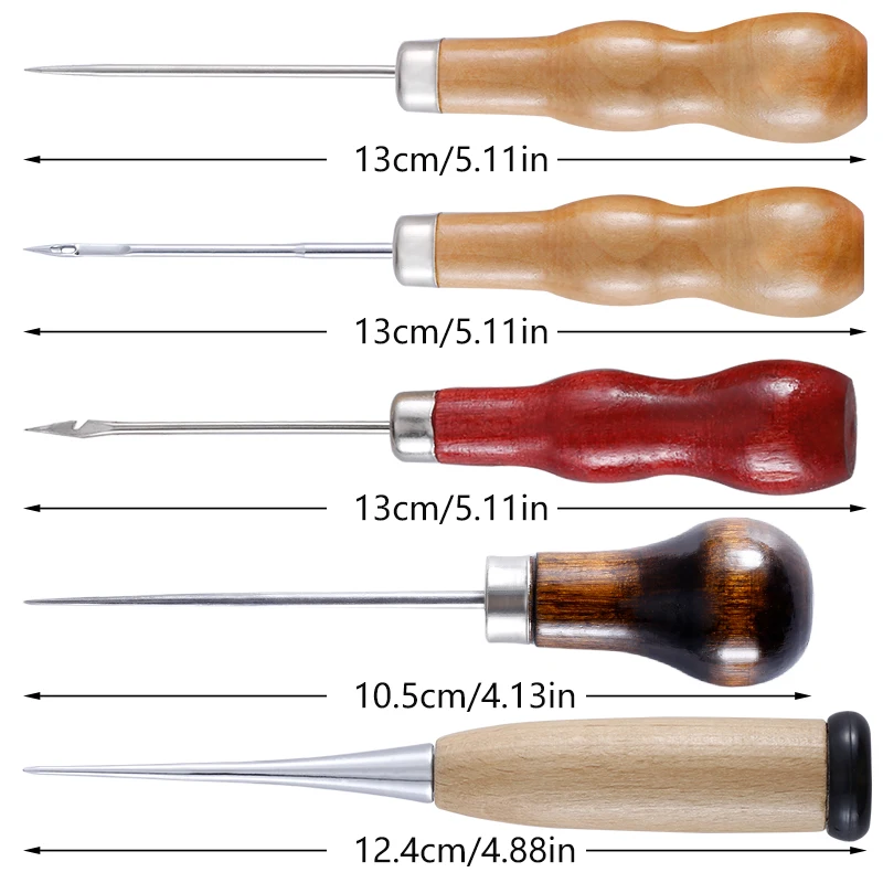 Small Plastic Handle Scratch Working Leather Awl Punch Tool - Pack of 2 -  Bookmaking Straight Sewing Awl Hand Stitcher Drill