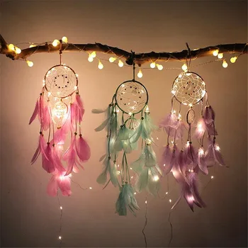 

Dreamcatcher decor with 2M 20LED Copper wire Fairy String Lights for Girl Room Bell Bedroom Living Room Decoration Romantic Gift