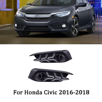 

ECAHAYAKU 1 Pair LED DRL Daytime Running Light for Honda Civic 10th 2016 2017 2018 with Yellow Turn Signal Light Night Blue Lamp