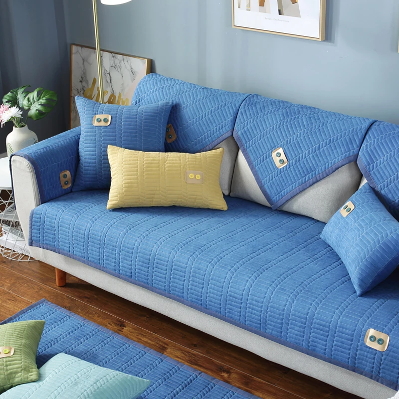 Sofa cushion four seasons universal Nordic fabric non-slip sofa cover full bag towel living room | Дом и сад