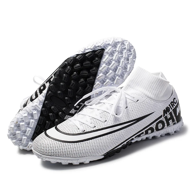 white turf sole Новые футбольные бутсы FG AG мужские футбольные бутсы детские футбольные бутсы тренировочные футбольные бутсы высокие спортивные кроссовки мужские s дропшиппинг - Цвет: white turf sole