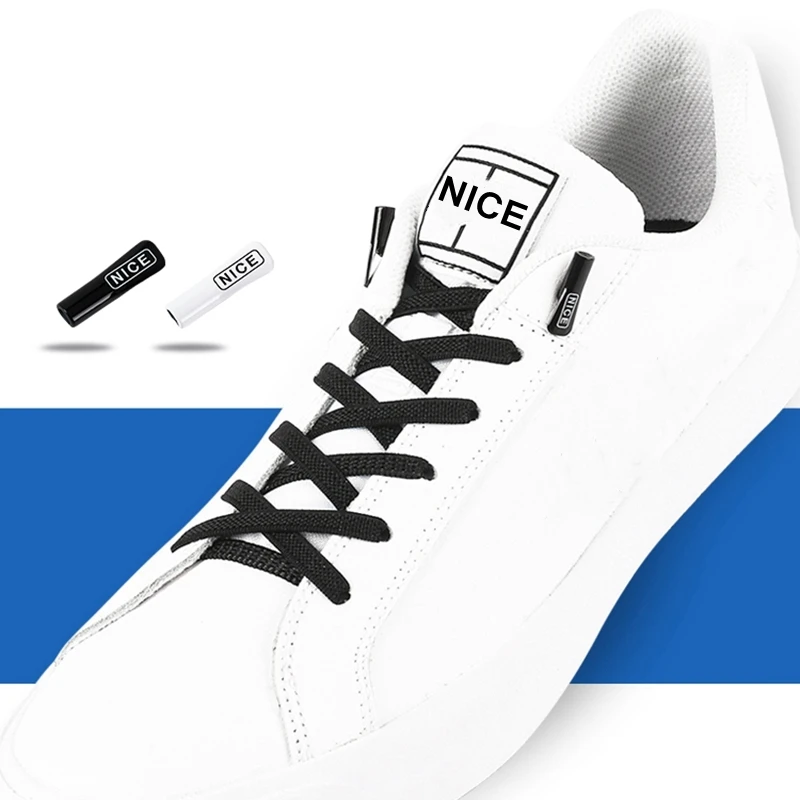 1 Pair No Tie Shoelace Elastic Shoelaces Leisure Sneakers Quick Flat Shoelaces Lazy Shoe Laces Nice Buckle Kids and Adult Unisex