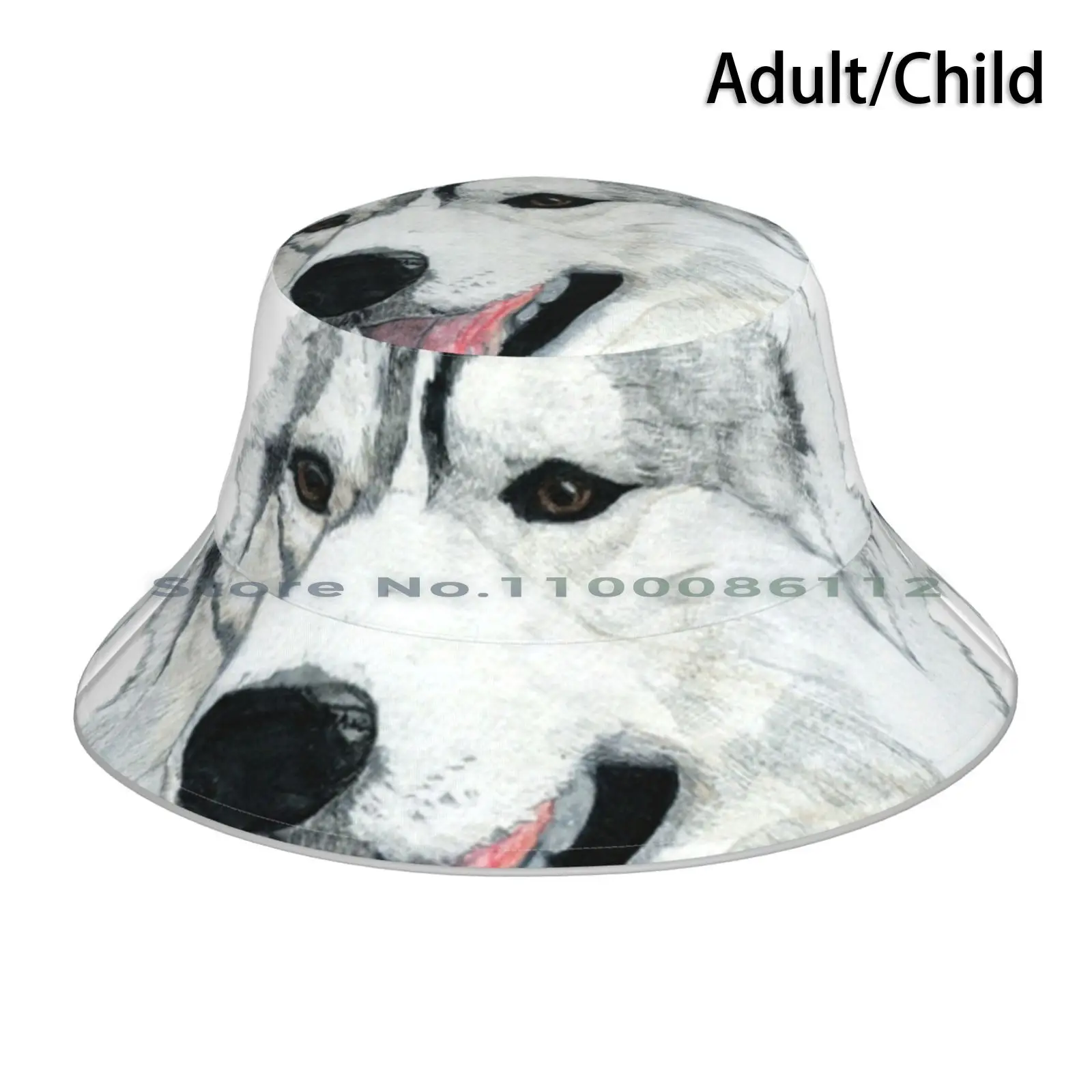 Heidi-Cappello Da Pescatore Husky Siberiano Cappello Da Sole Heidi Siberian Husky Matita Colorata Acquerello Pastello Liz Domett Artista Della Nuova Z