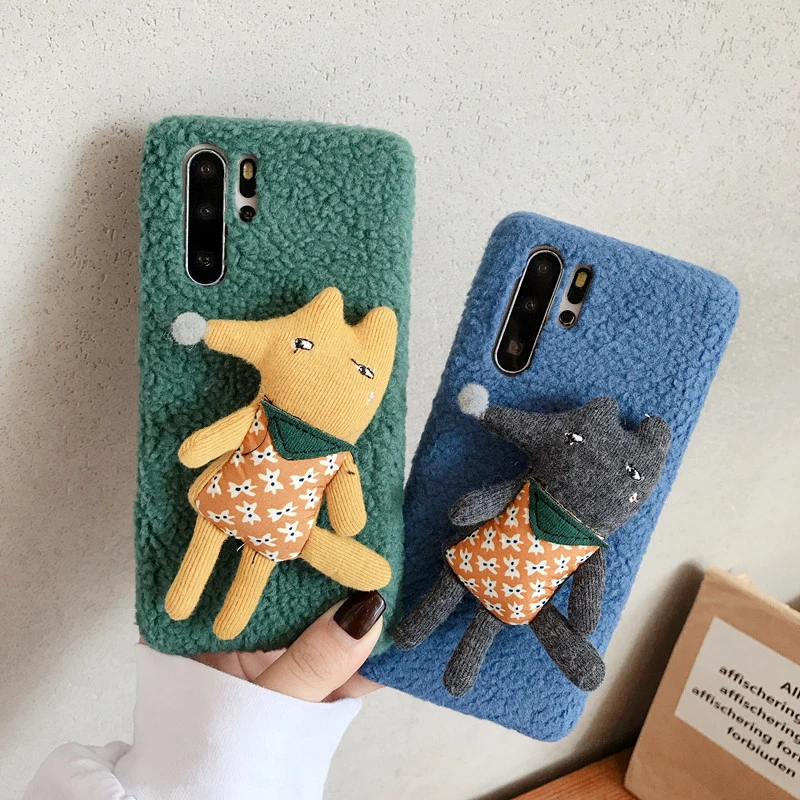 Пушистый мультяшный плюшевый ТПУ противоударный чехол для huawei P30 P20 mate 30 Pro Чехол для huawei Honor 9X V20 Pro Nova 3 4 5 Pro