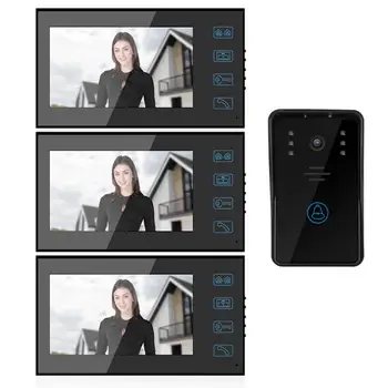 

7in Wired Touch Door Intercom Entry System Visual Night Vision Rainproof Doorbell (100-240V)