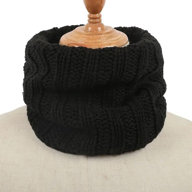 Folded Bib Solid Color Plus Fluffy Wool Single-ring Scarf Couple Knit Warm Outdoor Warm Skiing Bibs - Цвет: B