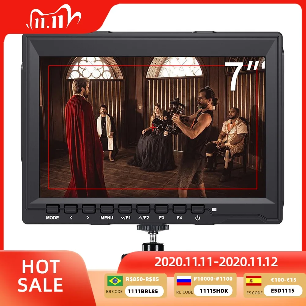 7 Inch Field Monitor 4K HDMI Camera DSLR LCD IPS HD 1280x800 Video Assist External for Nikon Sony Canon Camera Gimbal V759