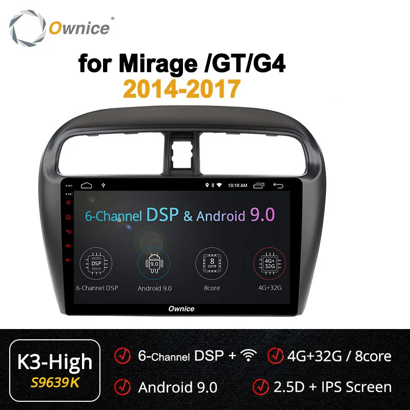 Ownice 2DIN gps для Mirage GT G4 9 дюймов k3 k5 k6 автомобильный DVD gps навигатор Android 9,0 DSP 4G LTE SPDIF Автомагнитола - Цвет: S9639 K3-High